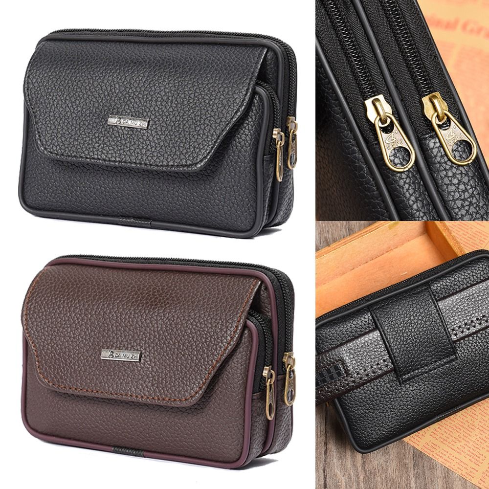 Casual PU Leather Men Waist Ba - Travel Accessories Leather 评论和价格