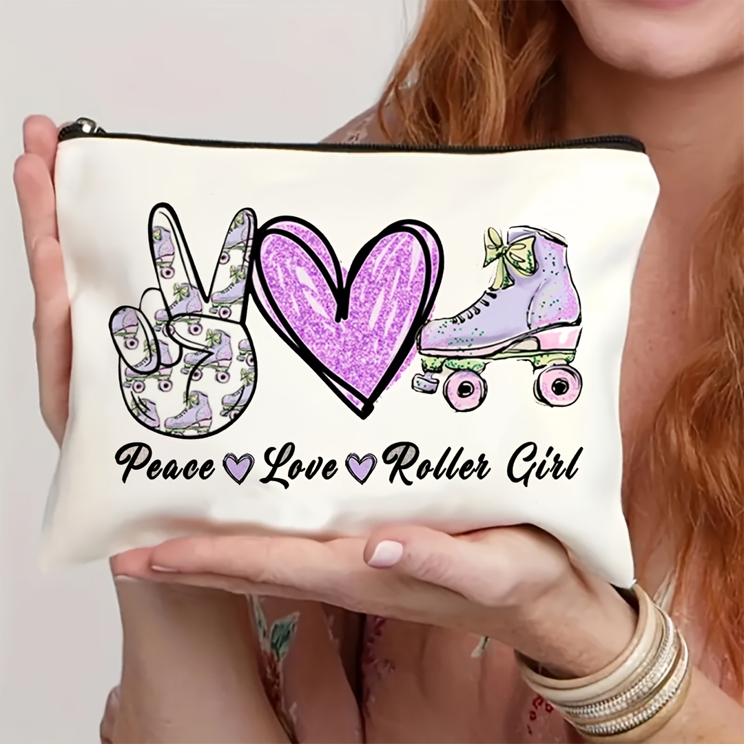 1Pc Peace, Love & Roller Skati - Travel Accessories For Girls 评论和价格