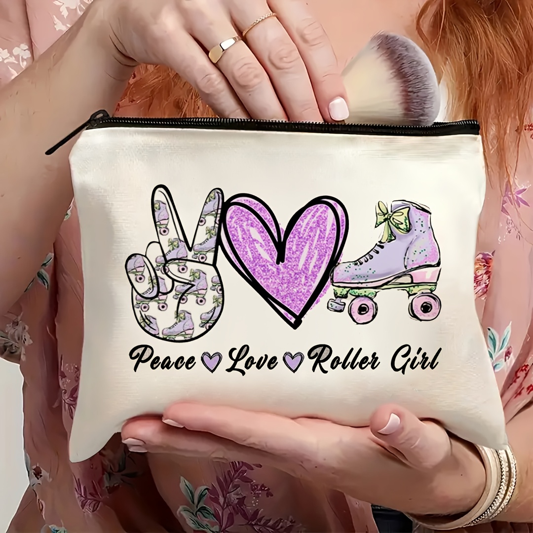 1Pc Peace, Love & Roller Skati - Travel Accessories For Girls 评论和价格