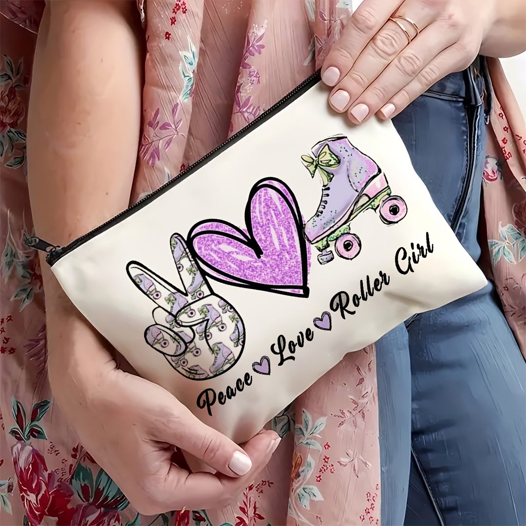 1Pc Peace, Love & Roller Skati - Travel Accessories For Girls 评论和价格