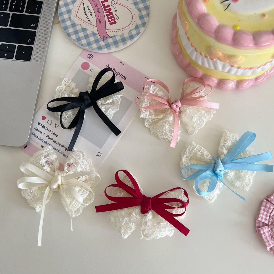 2pcs/set Cute Lace Bow Hair Cl - Travel Accessories Kids 评论和价格
