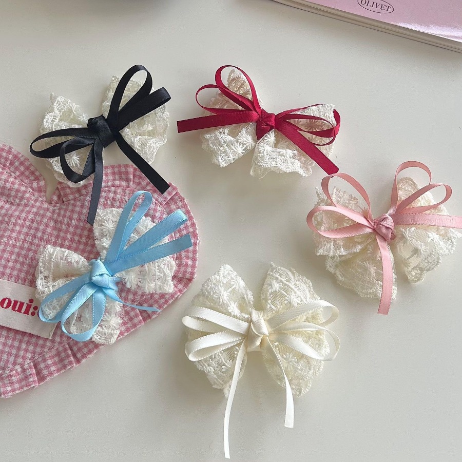 2pcs/set Cute Lace Bow Hair Cl - Travel Accessories Kids 评论和价格