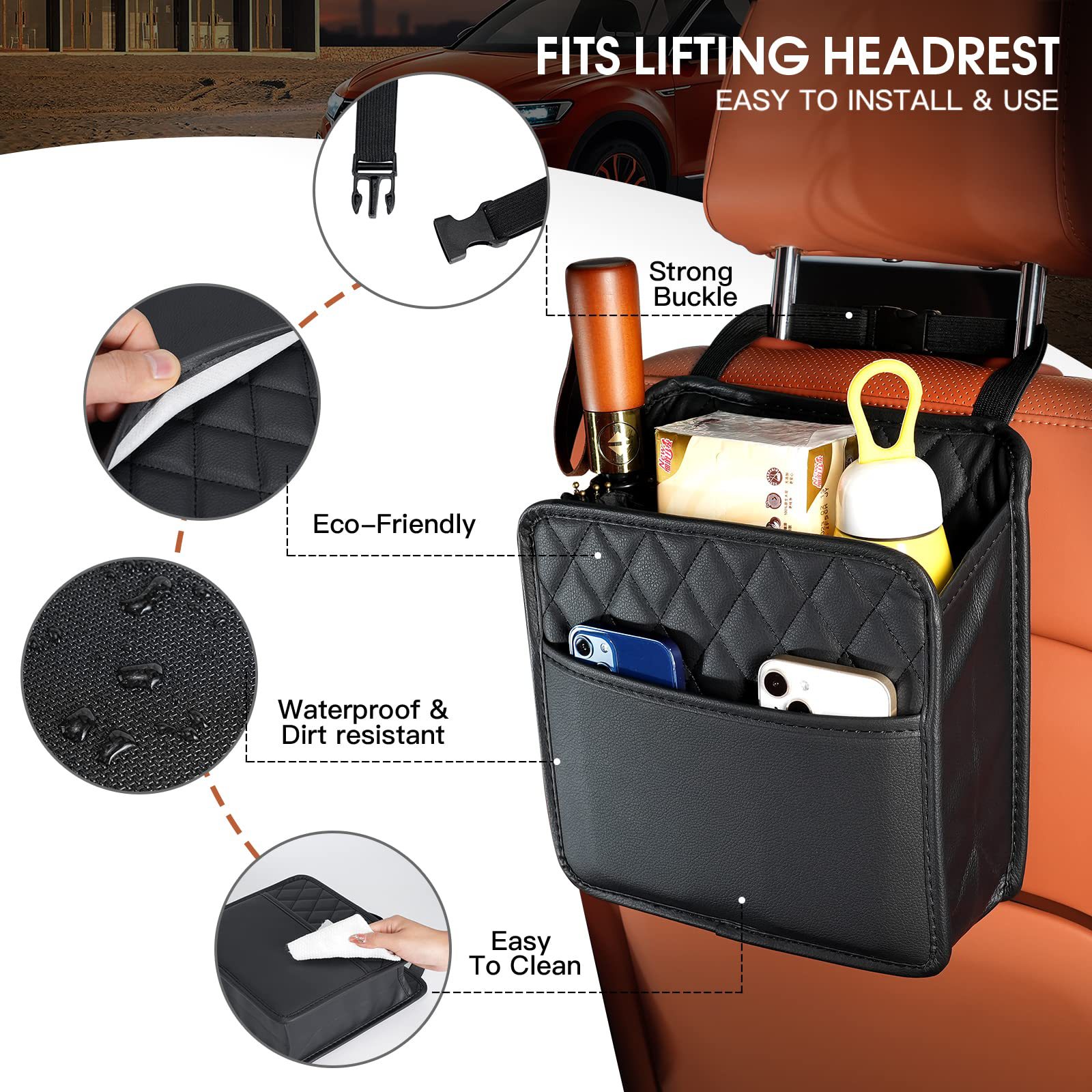 Hanging Storage Pocket Automot - Travel Accessories Leather 评论和价格