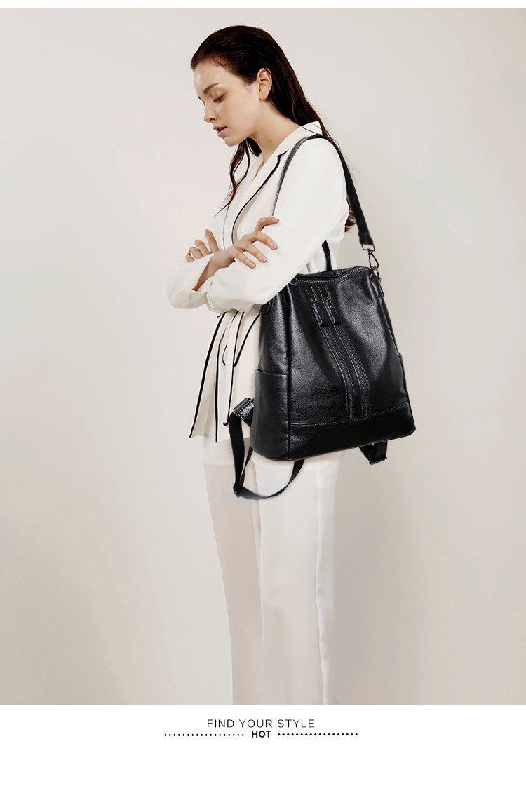Women Soft Leather Backpack Sc - Travel Accessories Leather 评论和价格