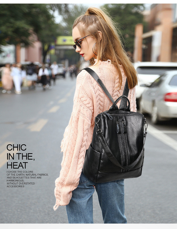 Women Soft Leather Backpack Sc - Travel Accessories Leather 评论和价格