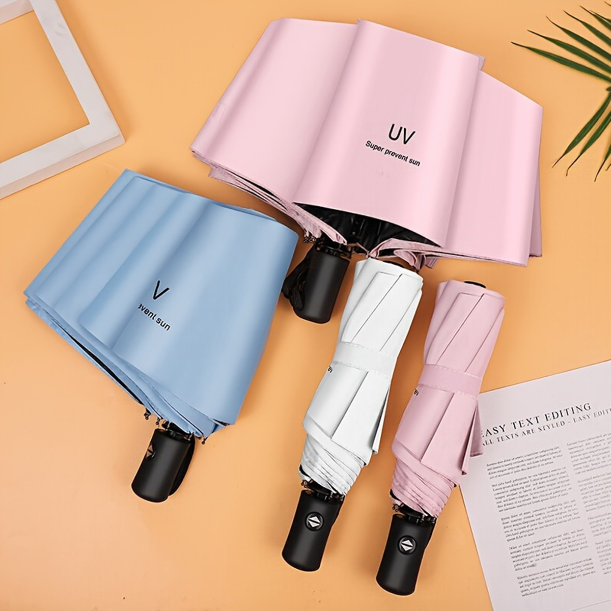 8 Ribs Extra Large Solid Color - Travel Umbrella Compact 评论和价格