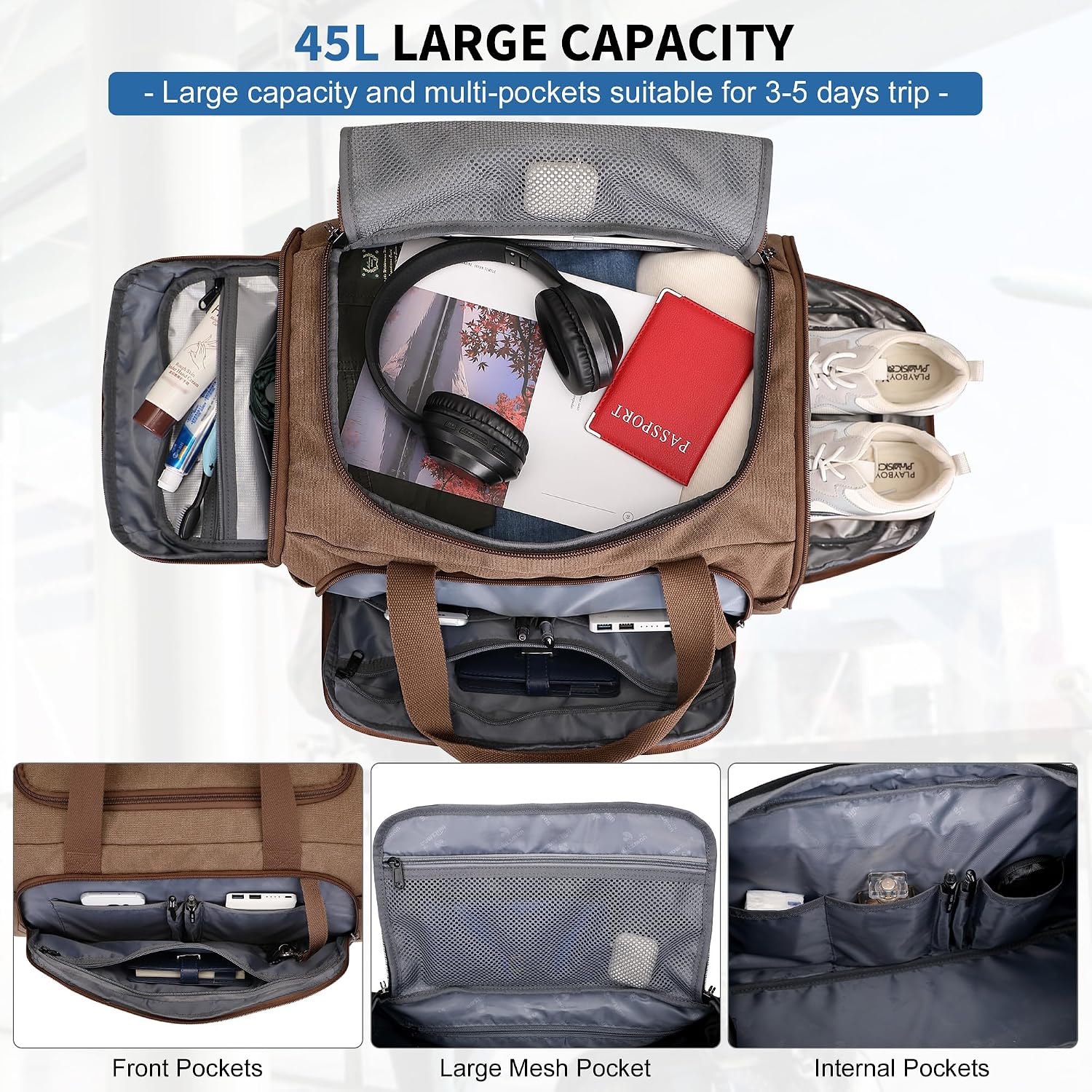Canvas Duffle Bag for Men 3 in - Shoe Bag Travel 评论和价格