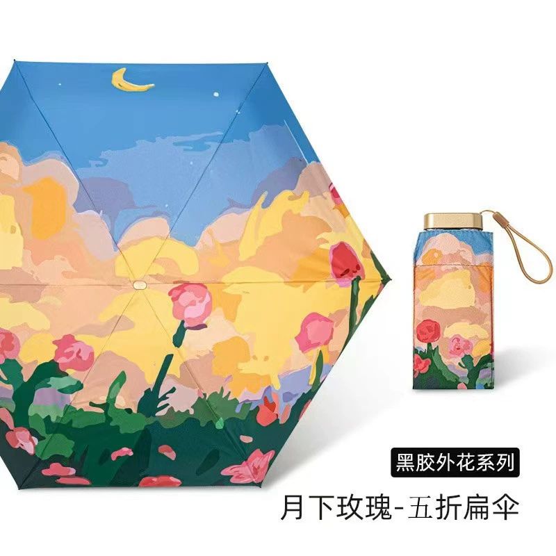 Oil Painting Style UPF50+ Sun  - Travel Umbrella Compact 评论和价格