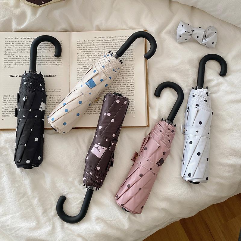Polka Dot Folding Umbrella UV  - Travel Umbrella Compact 评论和价格