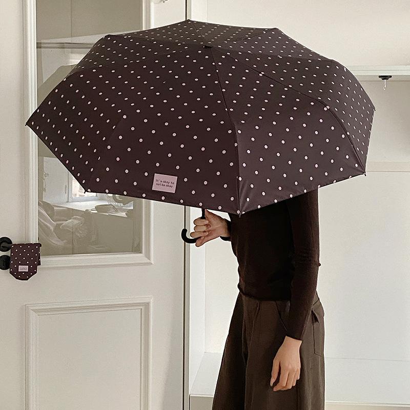 Polka Dot Folding Umbrella UV  - Travel Umbrella Compact 评论和价格