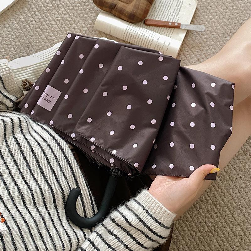Polka Dot Folding Umbrella UV  - Travel Umbrella Compact 评论和价格