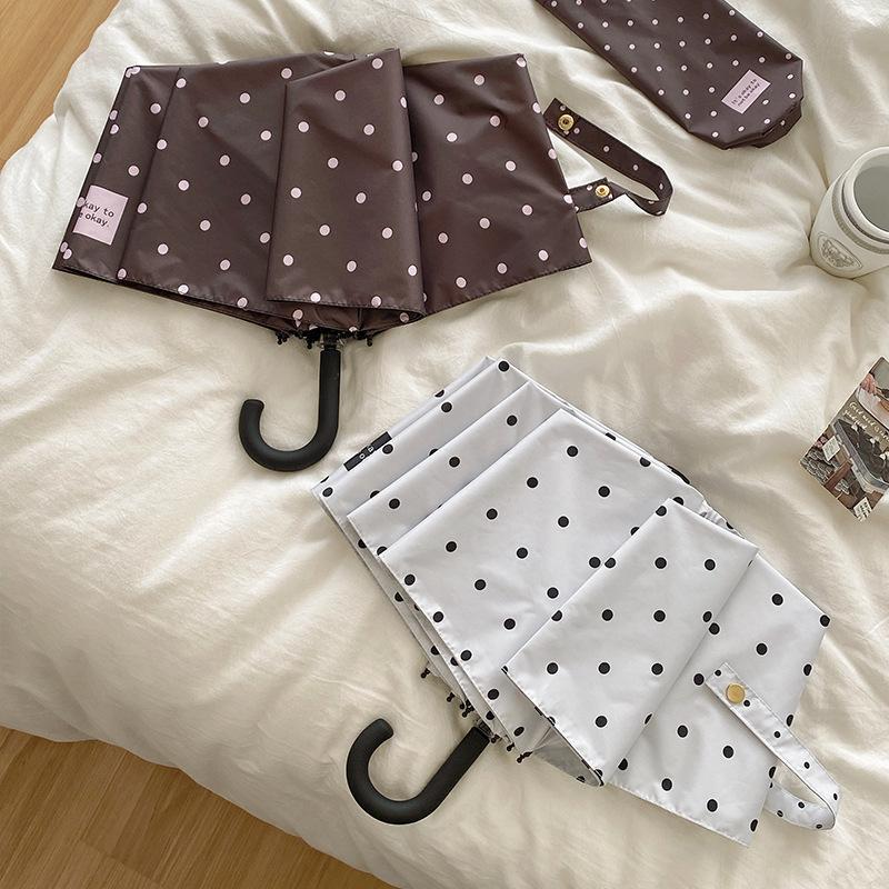 Polka Dot Folding Umbrella UV  - Travel Umbrella Compact 评论和价格