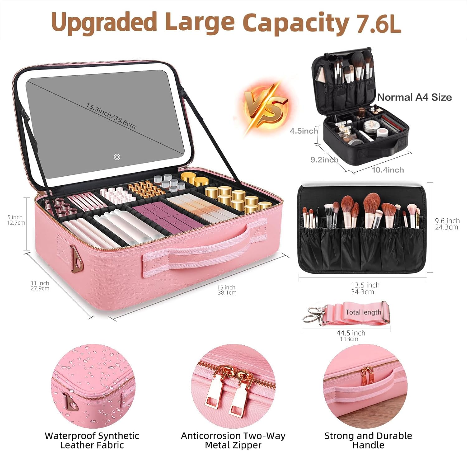 Large Capacity Makeup Bag 15'' - Travel Z 评论和价格